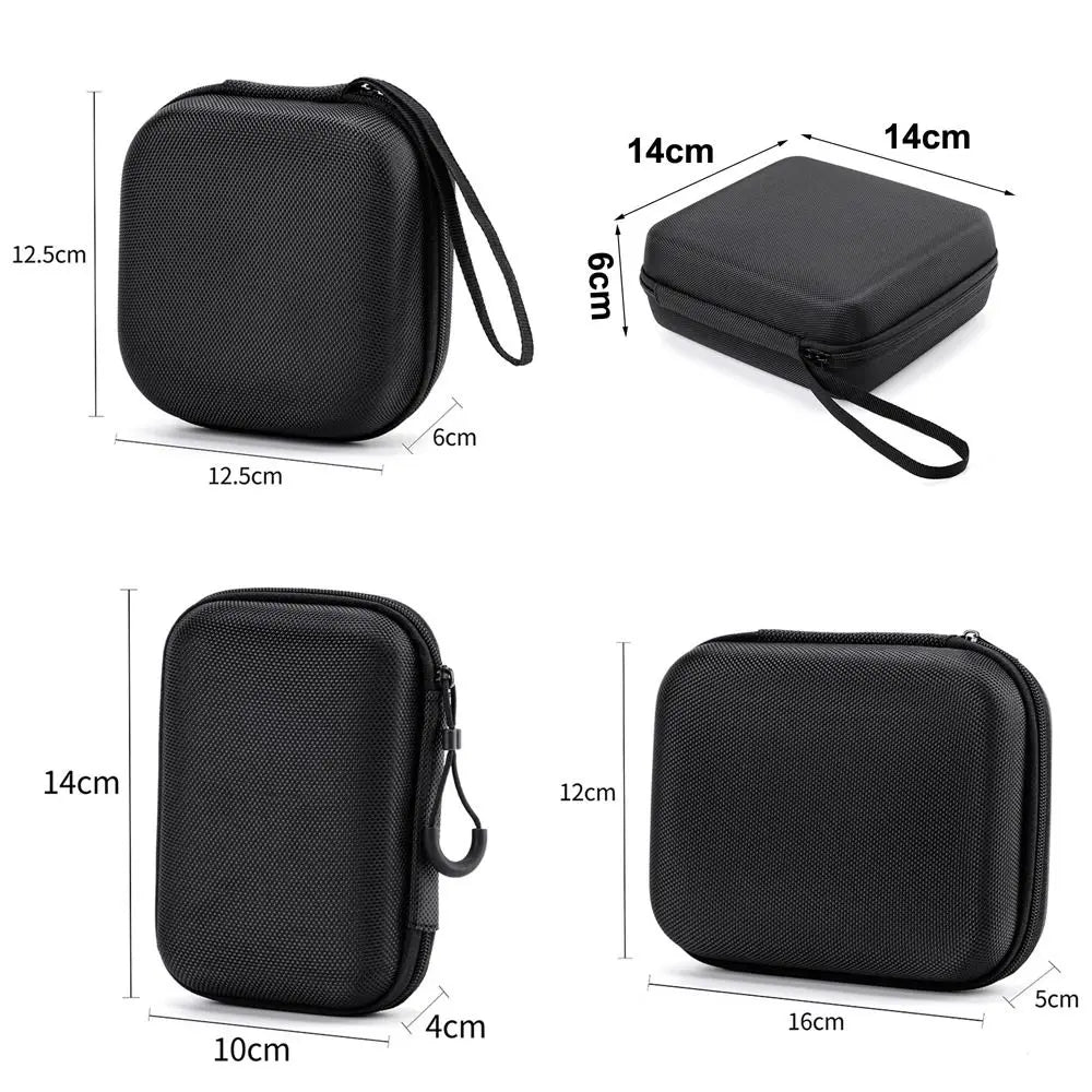 Durable Hard Shell EVA Storage Box Mini Black Pouch Carrying Bag Portable Zipper Earphone Case Charging Cable