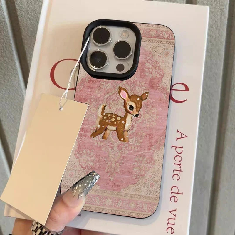 Brown Deer Texture Lychee Pattern Phone Case For iPhone 11 12 13 14 15 16 17 18 Pro Max 17 Air 15 14 Plus X XS XR 16E Soft Cover