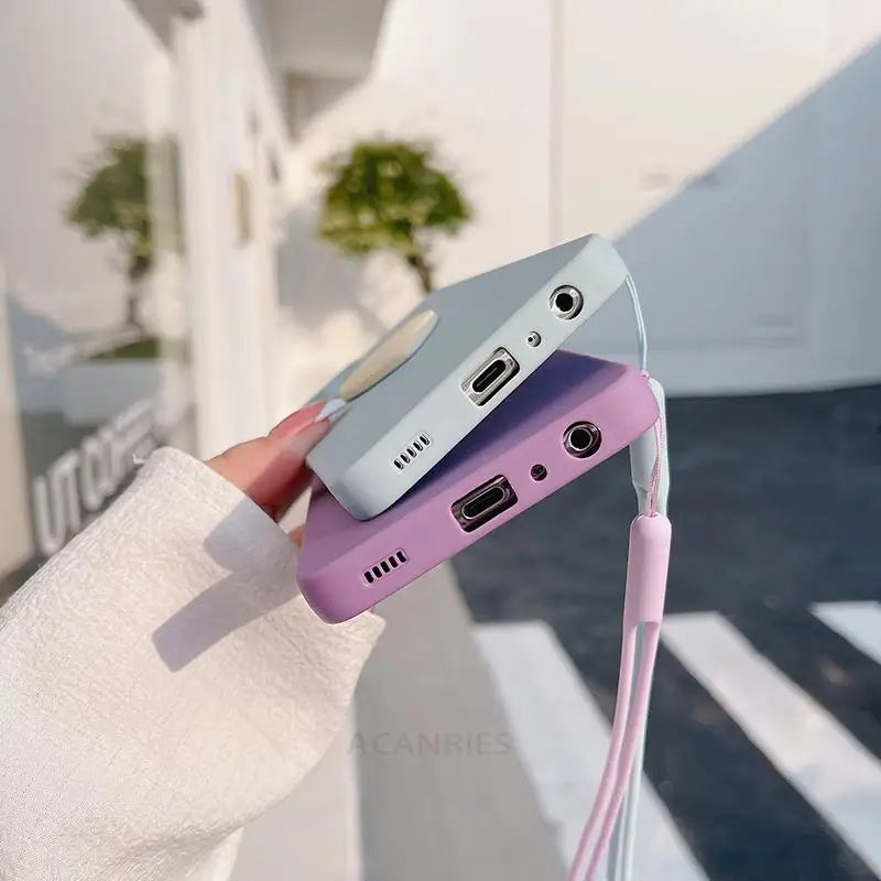 Cute 3D Love Heart Silicone Case For Iphone 14 Plus 13 Pro Max 12 Mini 11 X Xs Xr 7 8 14plus Iphone14 Lanyard Wrist Strap Cover