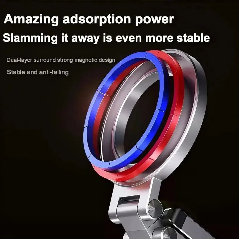 ‌1.7” Magnetic Phone Stand, 360° Rotation, Hands-Free for Airplane, Train, Car — Travel Essential