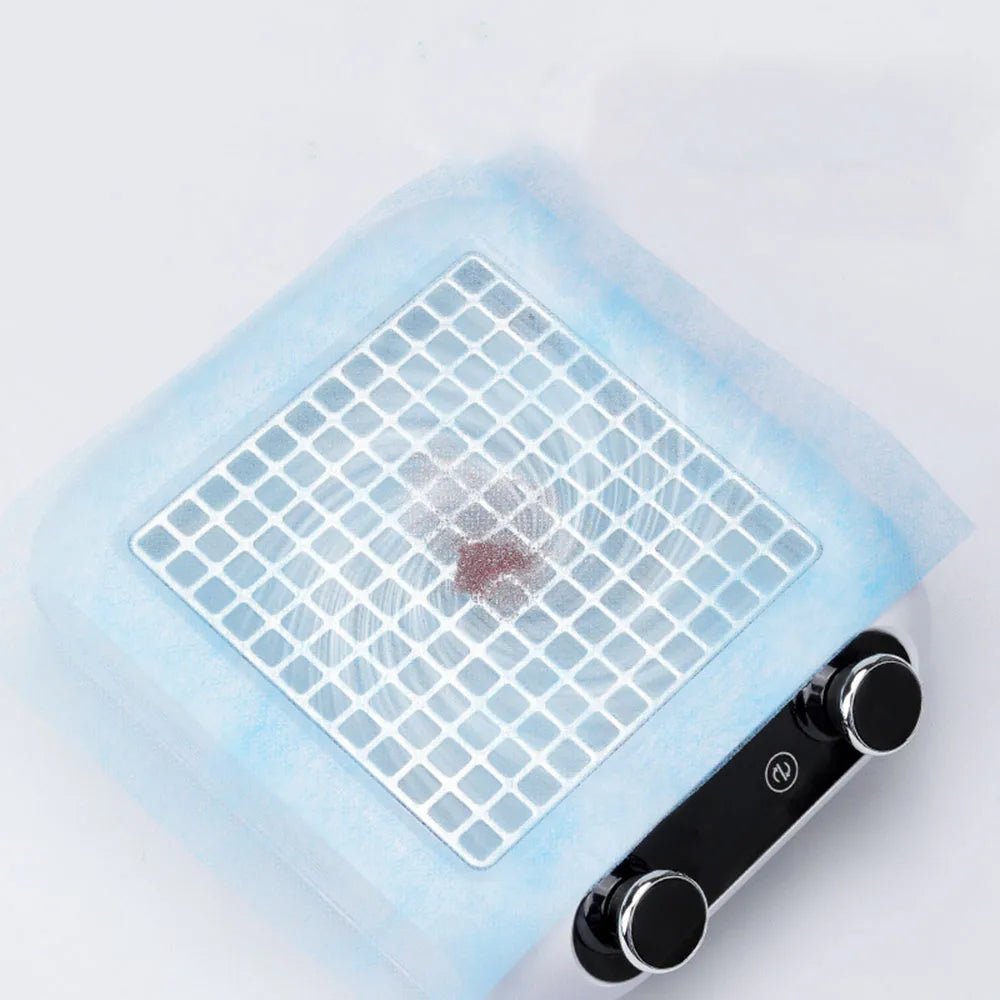 100pc Disposable Dustproof Nail Vacuum Filter 20*24cm Blue Nail Art Dust Collector Filter Nail Cleaner Non-Woven Dust Filter Mat