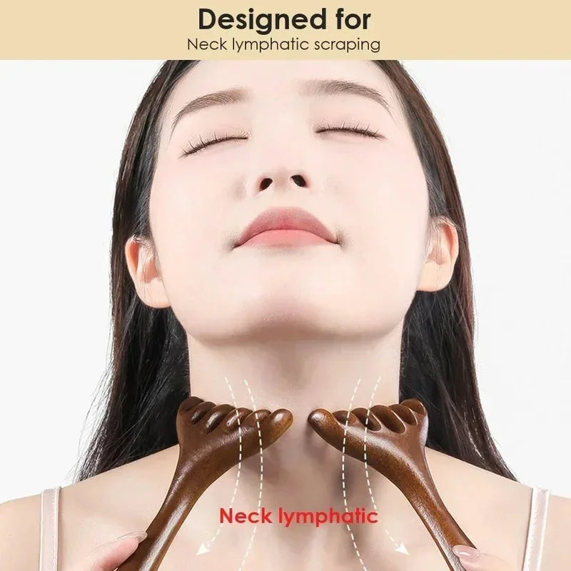Sandalwood Five-Claw Scalp Natural Golden Massager Gua Sha Tool Back Scratcher Spa Handheld Meridian Massage Comb Hair Care