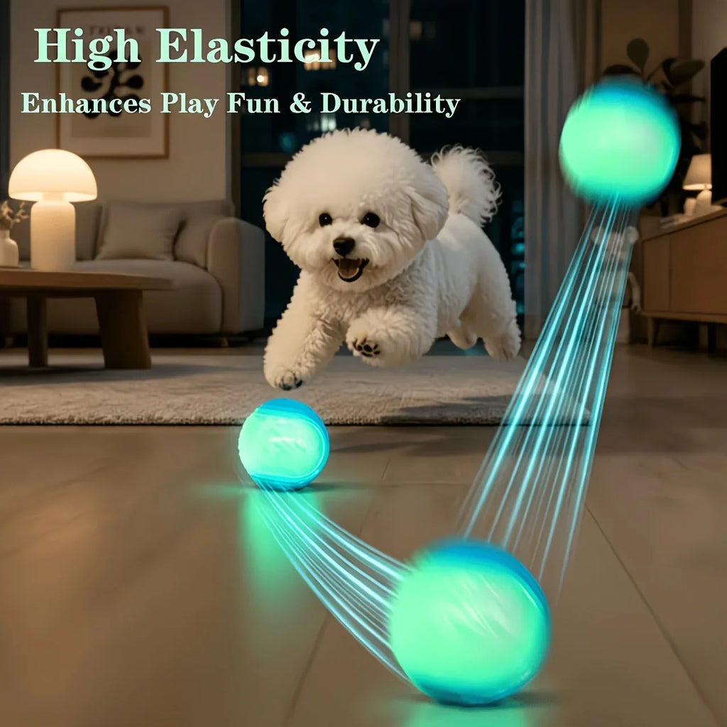 2/3Pcs Glow In The Dark Dog Squeaky Ball Toy, Bite Resistant Elastic TPR Rubber Teeth Cleaning Chew Ball, Random Colors