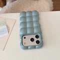Cartoon Lattice 3D Block Plating Case for iPhone 17 16 15 Pro Max 14 12 13 11 Glossy Candy Solid Color Shockproof Soft TPU Cover