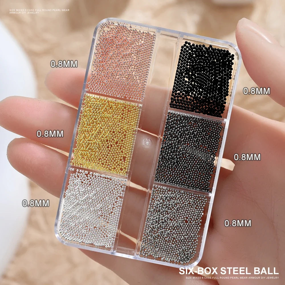 6Grids Halloween Punk Rivets Nail Art Charms Gold/Silver/Black Cone Spike Studs Nails Decorations DIY Cool Manicure Accessories