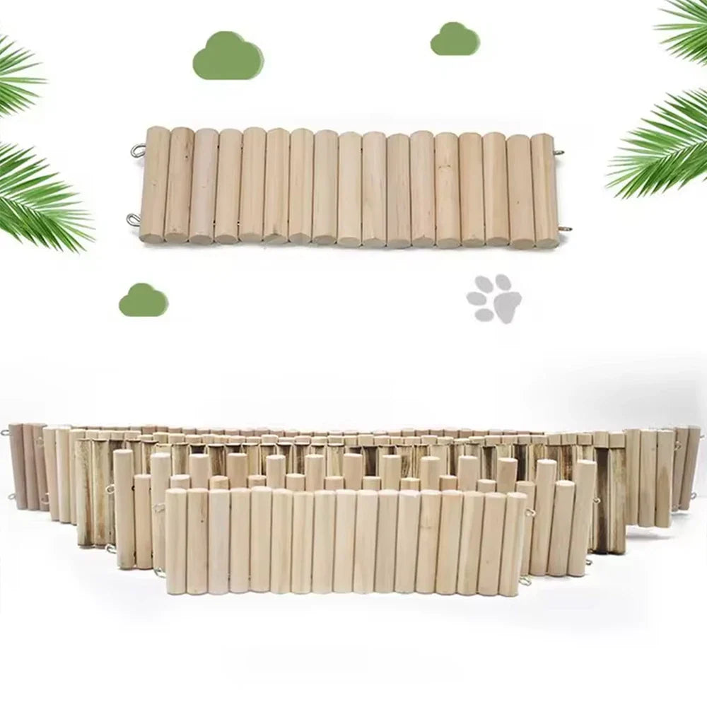 Hamster Habitat Accessories Multiple Size Wooden Bridge Cage Hamster Bendable Fence for Small Animals Climbing