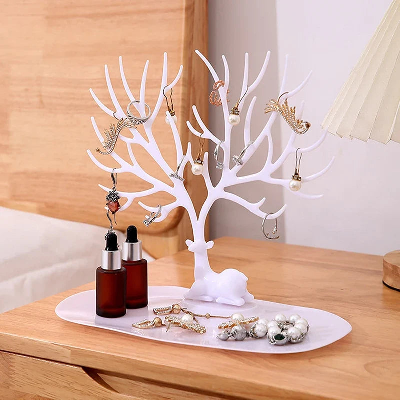Jewelry Display Stand Tray Tree Storage Racks Earrings Necklaces Rings Jewelry Boxes Case Desktop Organizer Holder Make Up Decor