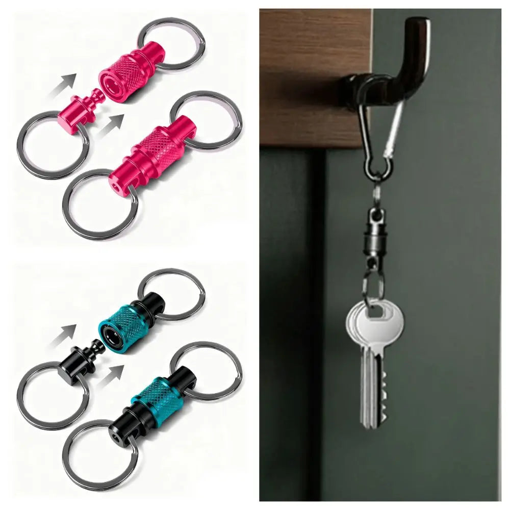 360 Degree Rotation Quick Release Keychain Fast Release Mechanism Multifunctional Design Quick Pull Keyring Aluminum Alloy