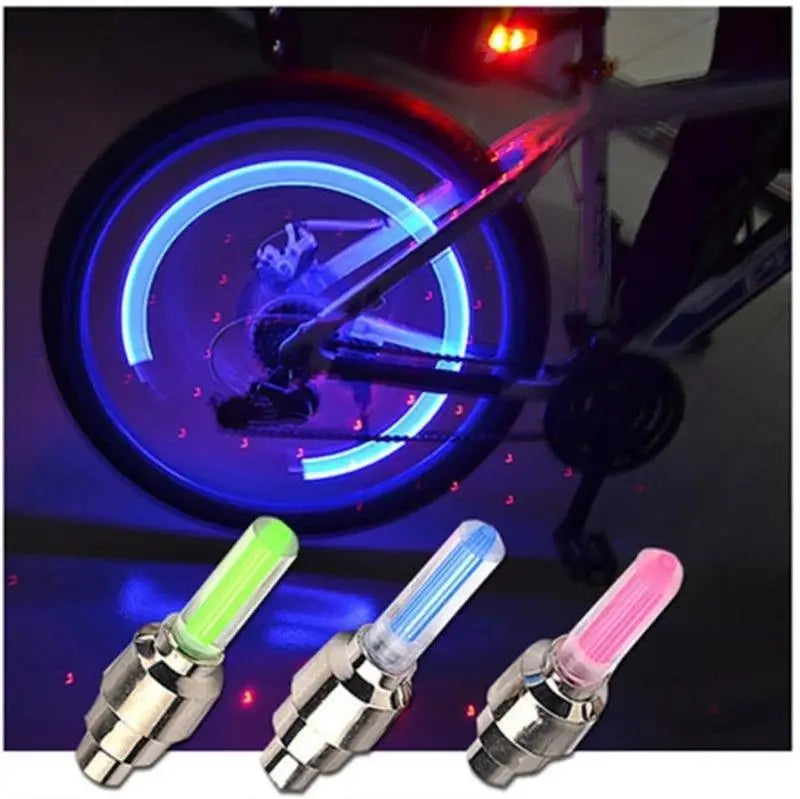 1Pair LED Bicycle Valve Light Neon Bicycle Spoke Light, Bicycle Tire Valve Light, Night Riding Warning Light Bicycle Accessories