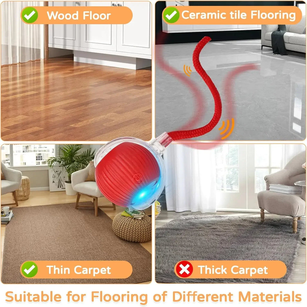 iLMH 1/2 PCS Cat Interactive Ball Toy Automatic Rolling Ball Faux Tail Rechargeable Smart Pet Electric Toy Pet Toy Imitate Mouse
