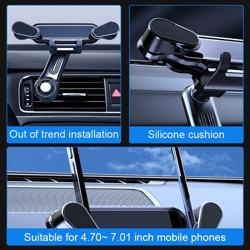 BLALION Car Phone Holder Gravity GPS Support 360 Degree Rotatable Anti Shaking Car Air Vent Mount For IPhone Pro Xiaomi Samsung