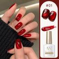 MIANEL 10ML New Year Lucky Red Cat Eye Gel Nail Polish 2026 New Winter Style Wine Red Glass Beads Nail Polish Nail Art 1-8pcs