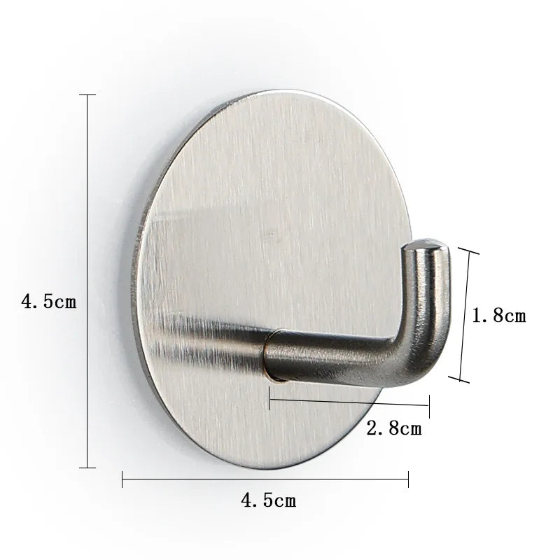 Coat Hooks Wall Mounted Coat Rack Self-Adhesive Kitchen Hooks Stainless Steel Wall Adhesive Hooks for Walls Bathrobe Hooks Door