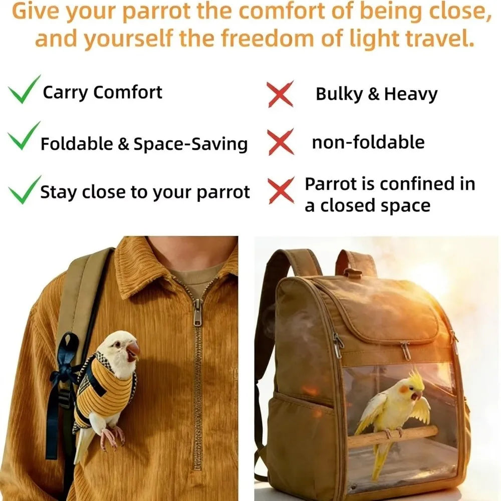 New Adjustable Strap Parrot Vest Carrier Anti Escape Portable Bird Backpack Carrier Breathable Bird Bag Budgies