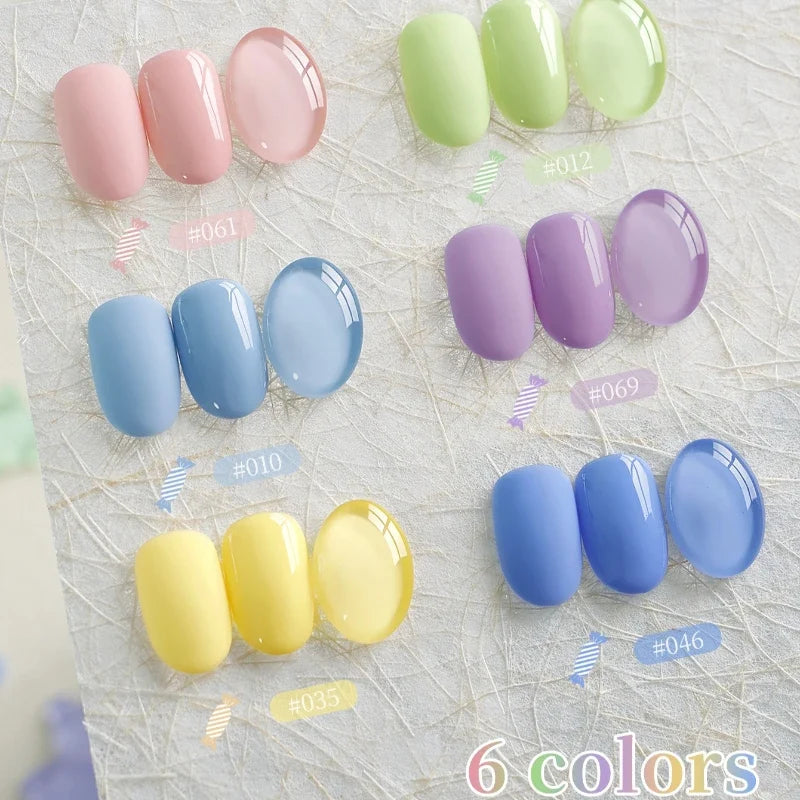 Candy Color Nail Gel Polish Set 6 Color High Saturation Macaron UV LED Soak Off Gel Varnish Nail Art Salon Professional Manicure