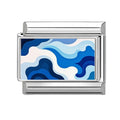 Fashion Seaside Scenery Seawave Sailing Boat Blue Italian Charm Links Fit 9mm Stainless Steel Bracelet Women Jewelry DIY Making