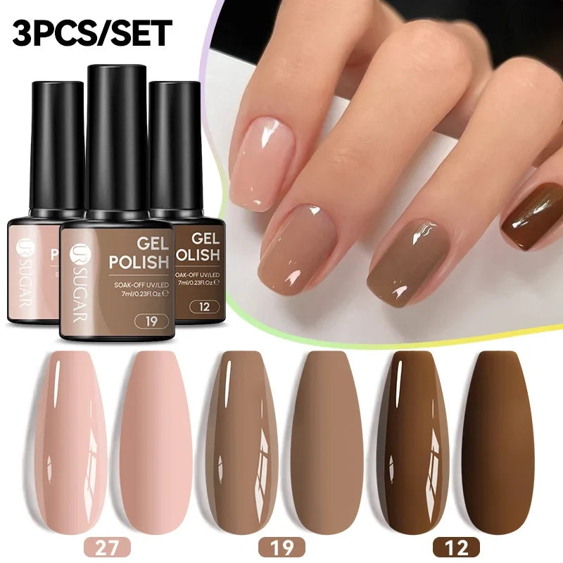UR SUGAR 7ml 3pcs/set Gel Polish  Nail Art Manicure 107 Colors Gel Soak Off LED UV Gel Nail Varnishes