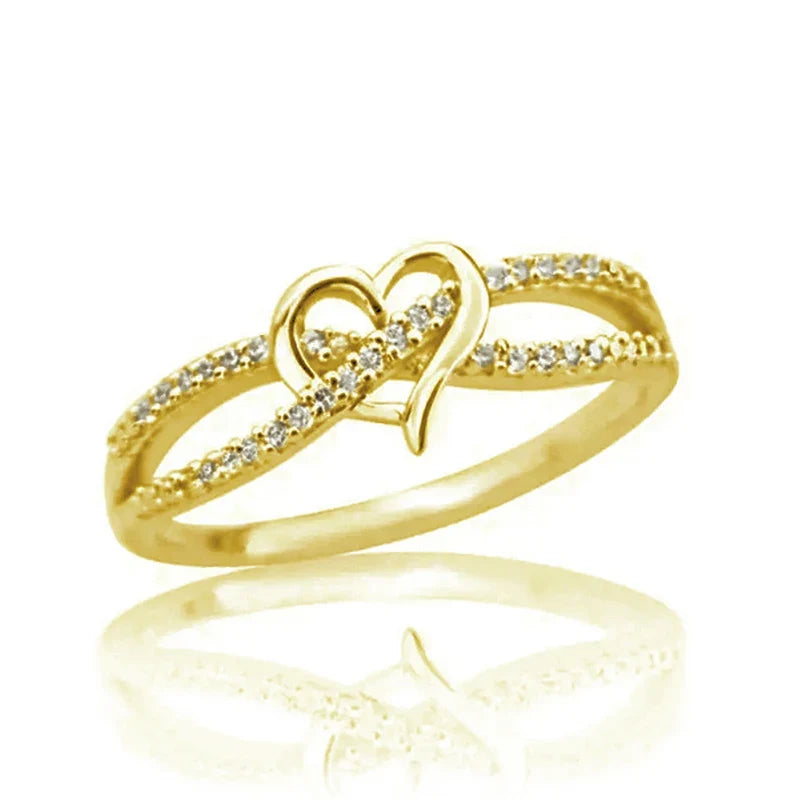 Huitan Graceful Silver Color/Gold Color Heart Ring Lady Engagement Accessories with Bright Zirconia Bridal Wedding Band Jewelry