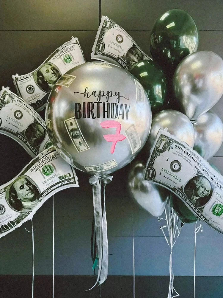 2/4pcs Money Banknote Balloons, Large Size Dollar Counterfeit Reusable Balloons, for Birthday Decoration, Dollar Bill Party Ball