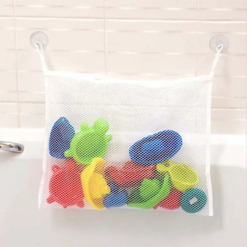 Bath Toy Net Kids Bath Tub Toy Holder Corner Mesh Bag, Baby Bathtub Storage Organizer Toddler Shower With 2 Adhesive Wall Hooks