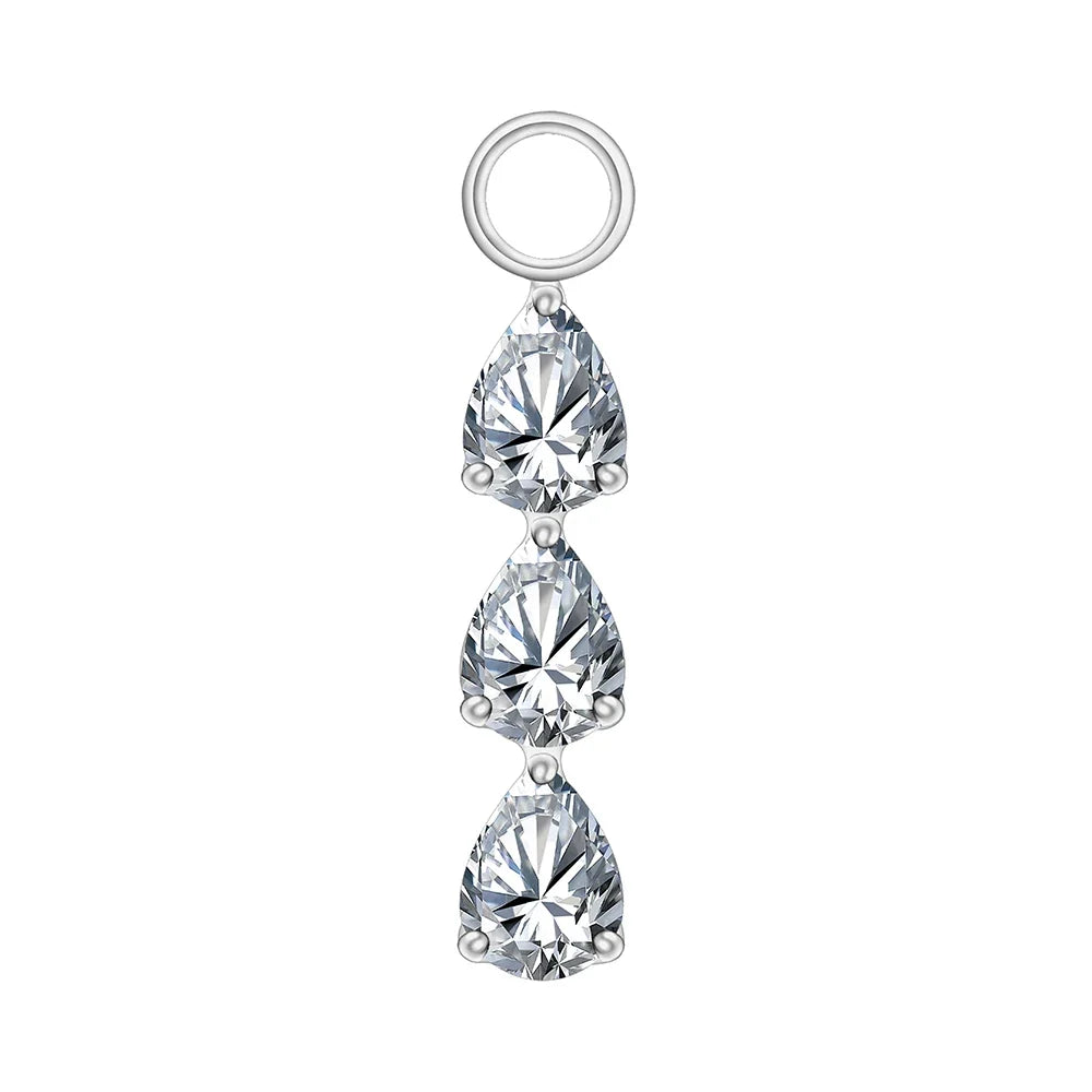 Right Grand ASTM F136 Titanium Pear Drop Charm for Huggie Hoop Earring Dangle Teardrop CZ Pendant for Helix Earlobe Piercing
