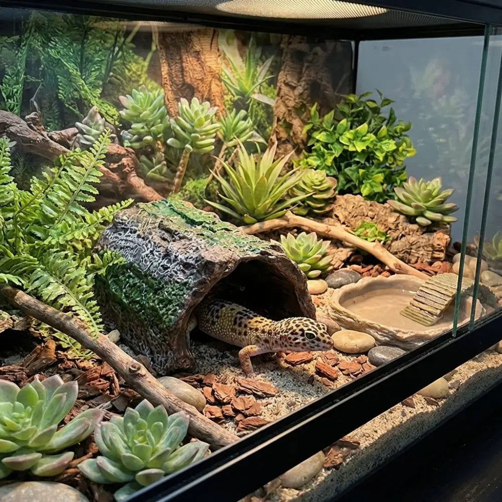 Simulation Reptile Hideout Hollow Escape Cave Lizard Hideaway Shelter PVC Bark Texture Turtle Tank Ornaments Pet Breeding