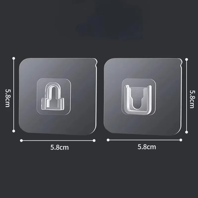 Double-Sided Self Adhesive Wall Hooks Strong Sticky Transparent Traceless Kitchen Bedroom Wall Hook Storage Holders Storage