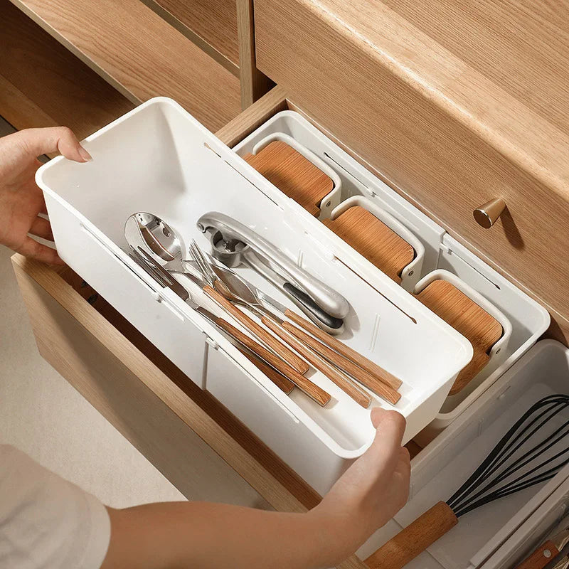 Drawer Organizer Box Home Retractable Sorting Kitchen Compartments Underwear Desktop Cutlery Storage Box Classification Sock Box