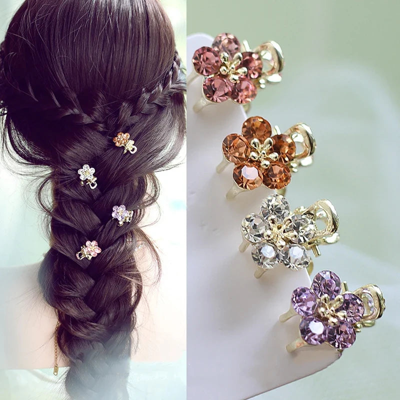Mini Rhinestones Flower Hair Claw Clips  Non Slip Grip for Thick Hair Strong Hold Hair Jaw Clip Hair Accessories