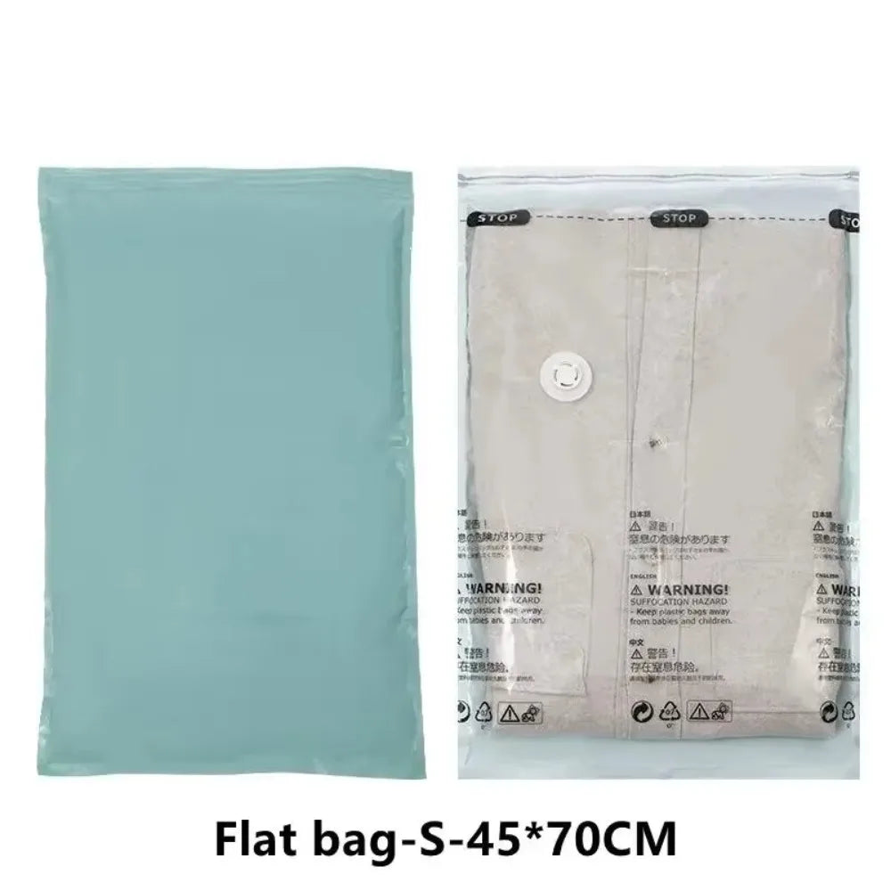 1PC Large Vacuum Storage Bags Plastic No-Pump Needed for Clothes & Blankets Reusable Compression Travel Empty Bag Accessory