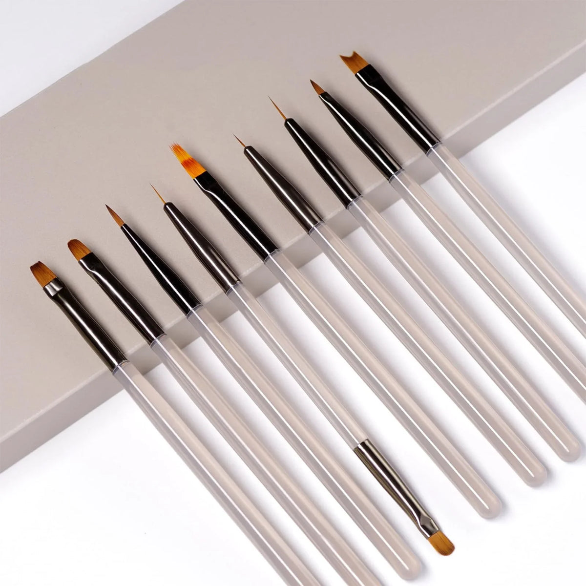 9 Pack Gray Nail Art Brushes Set Nail Art Tools Suitable for Gel Nail Polish And Nail Art Designs Perfect for Home DIY