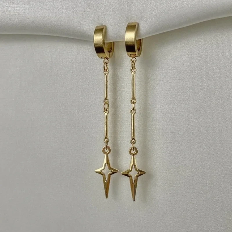 Gothic Jewelry Cross Star Drop Earrings Punk Charms Stitching Rivet Earrings for Women Korean Fashion Accessories