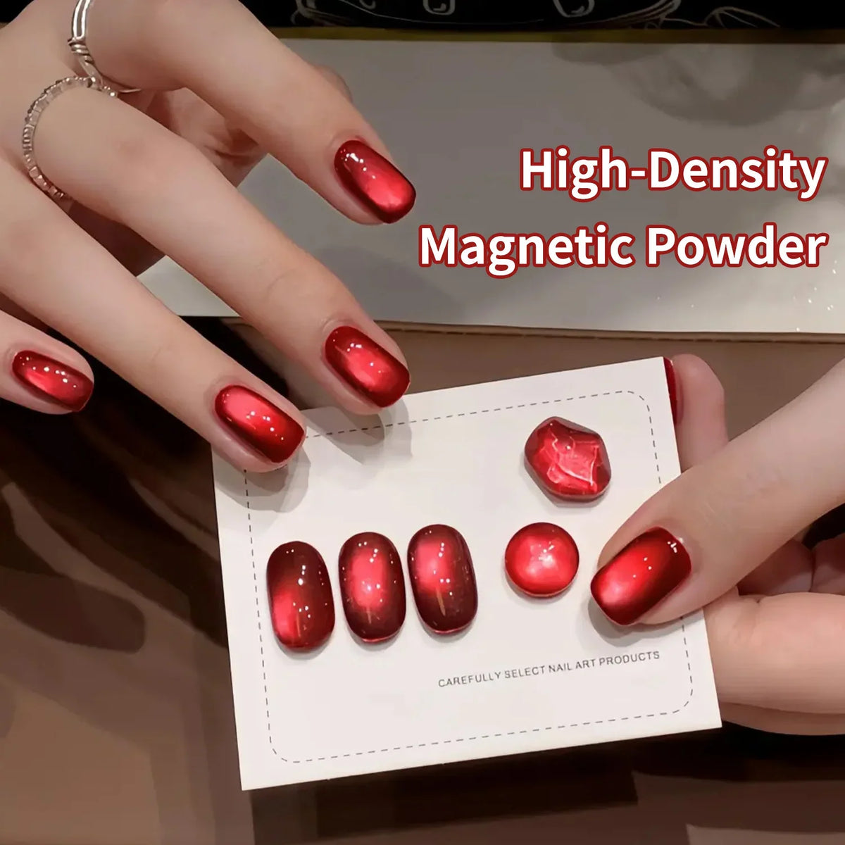 5ml Pomegranate Red Cat Eye Magnetic Nail Polish Translucent Glass Beads Satin Gloss Gel Nail Polish Nude Sparkling Nail Varnish