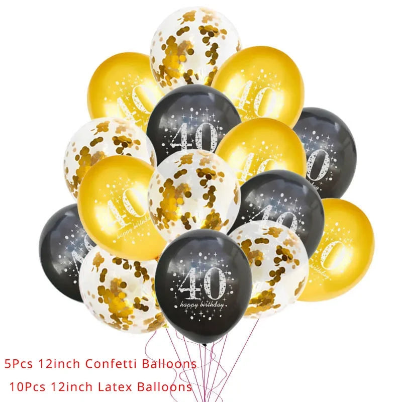 30 40 50  Years Old Latex Balloons Happy Birthday Party Decor Anniversary Adult 30th 40th 50th Birthday Latex Balloons Gold