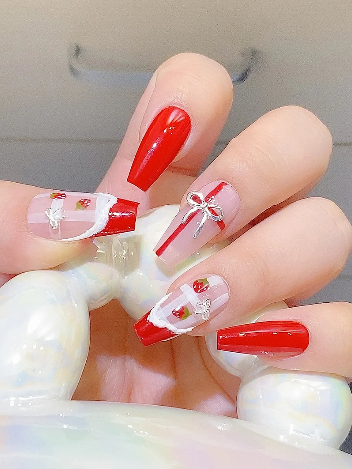 50pcs Mix Size Silver Bow Korea Style Nail Art Charms 3D Nail Decoration Bowknot Nail Accessories DIY Design