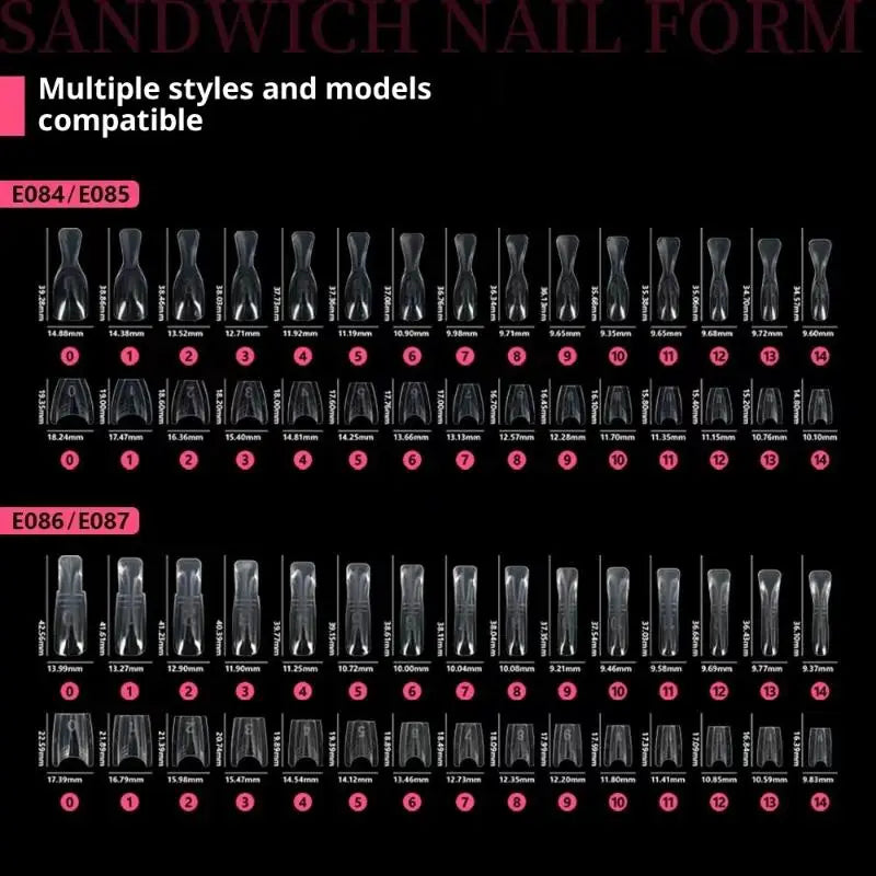 60/240/300Pcs Sandwich Nail Forms 15 Sizes Oval Extension Dual Form No Paper Forms Needed Easy Nail Extensions Manicure Tool