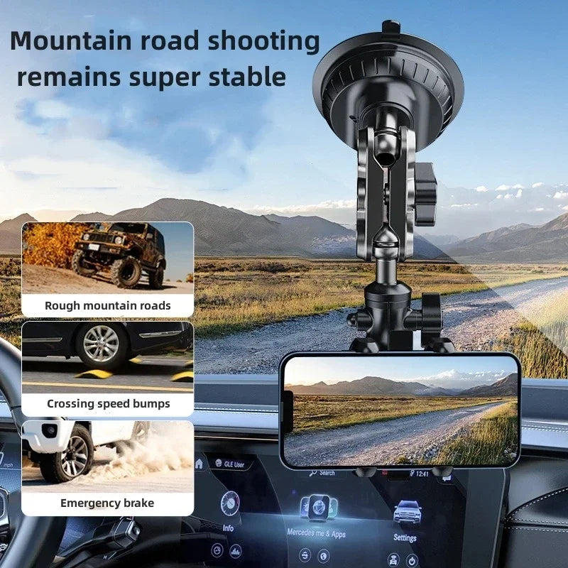 Universal Car Phone Mount Video Recording Magic Arm Suction Holder for Windshield Window Glass Vlog & Photography