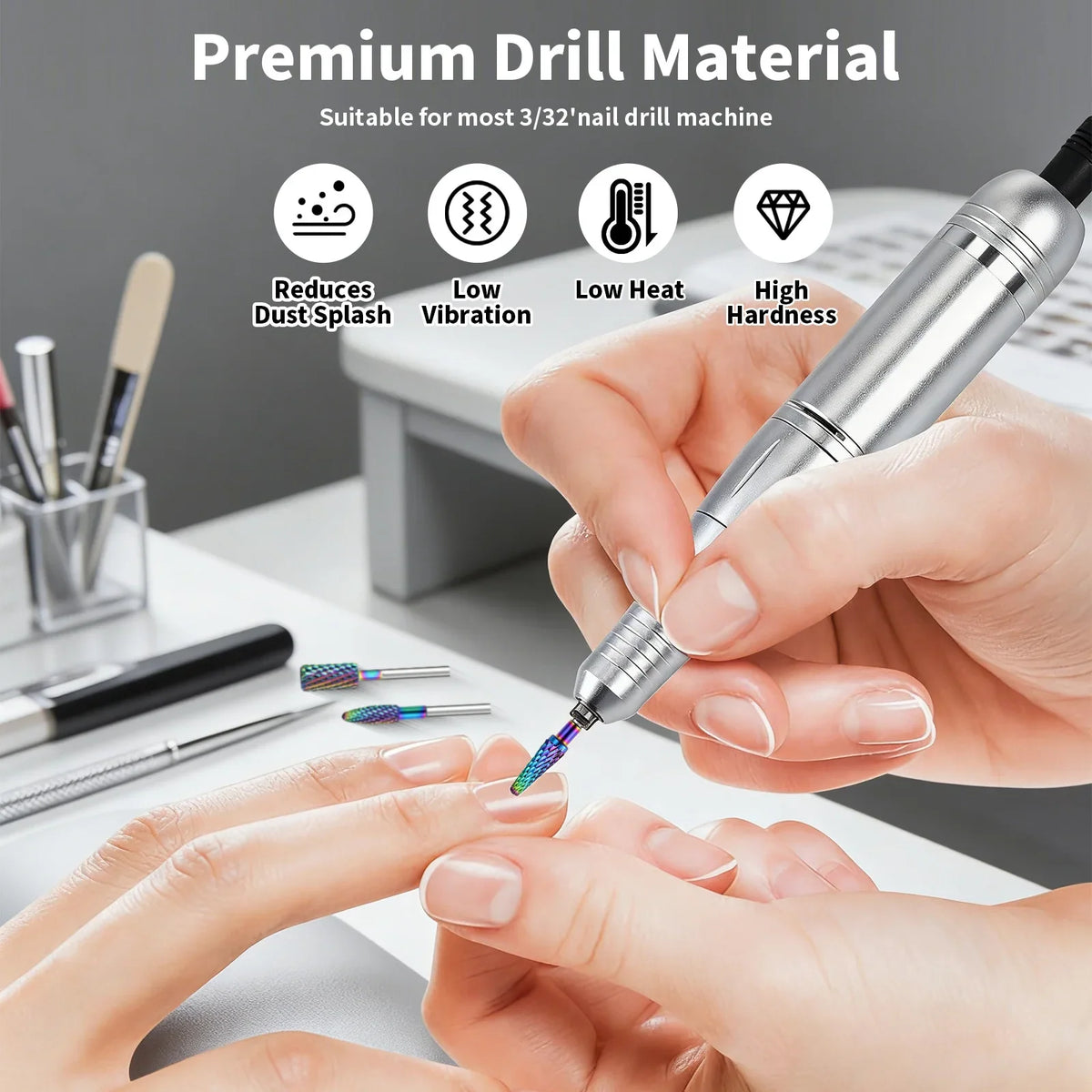 Tungsten Carbide Nail Drill Bits, Suitable For Removing Acrylic And Gel Nails, Professional Electric Manicure And Pedicure Tool.