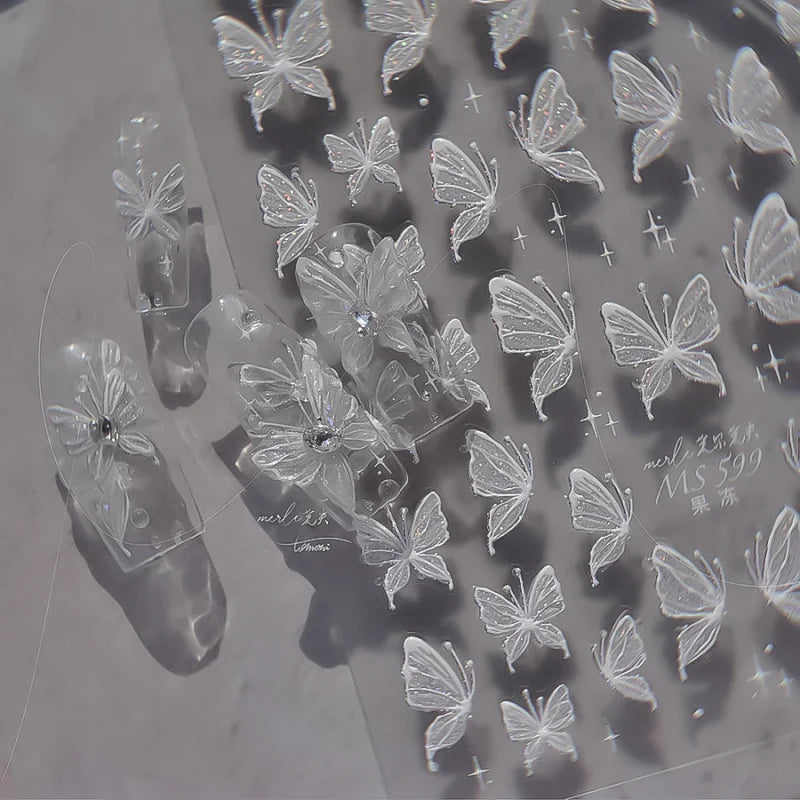 Sparkling Butterfly Nail Stickers Kavay Aurora Butterfly Nail Art Charm Decorative Stickers Self repairing Nail Glue Slider DIY