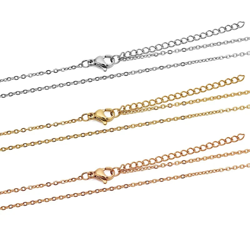 10pcs Stainless Steel Gold Color Cable Link Chains for DIY Women Necklace Jewelry Making Supplies Wholesale Chain In Bulk
