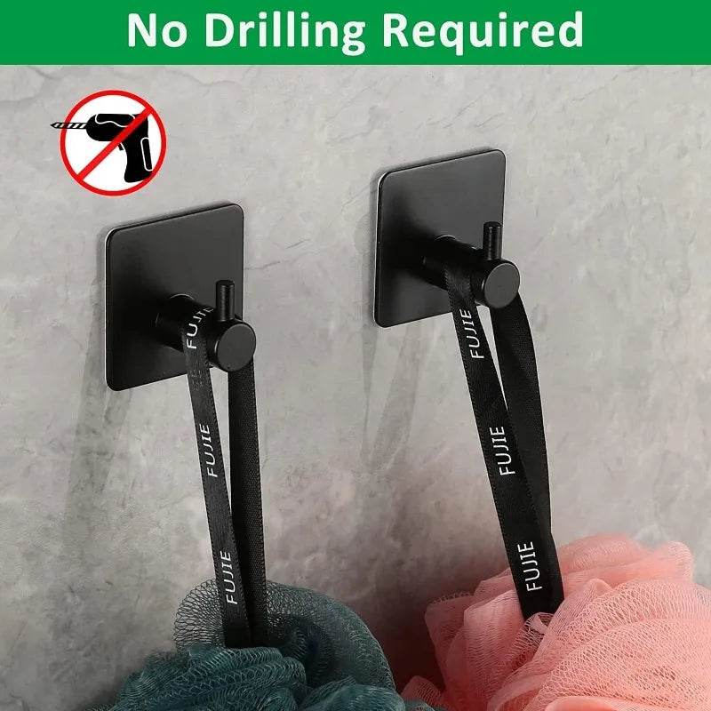 Stainless Steel Modern Style Adhesive Hooks for Bathroom Room Kitchen Clothes Hats Clutter Storage