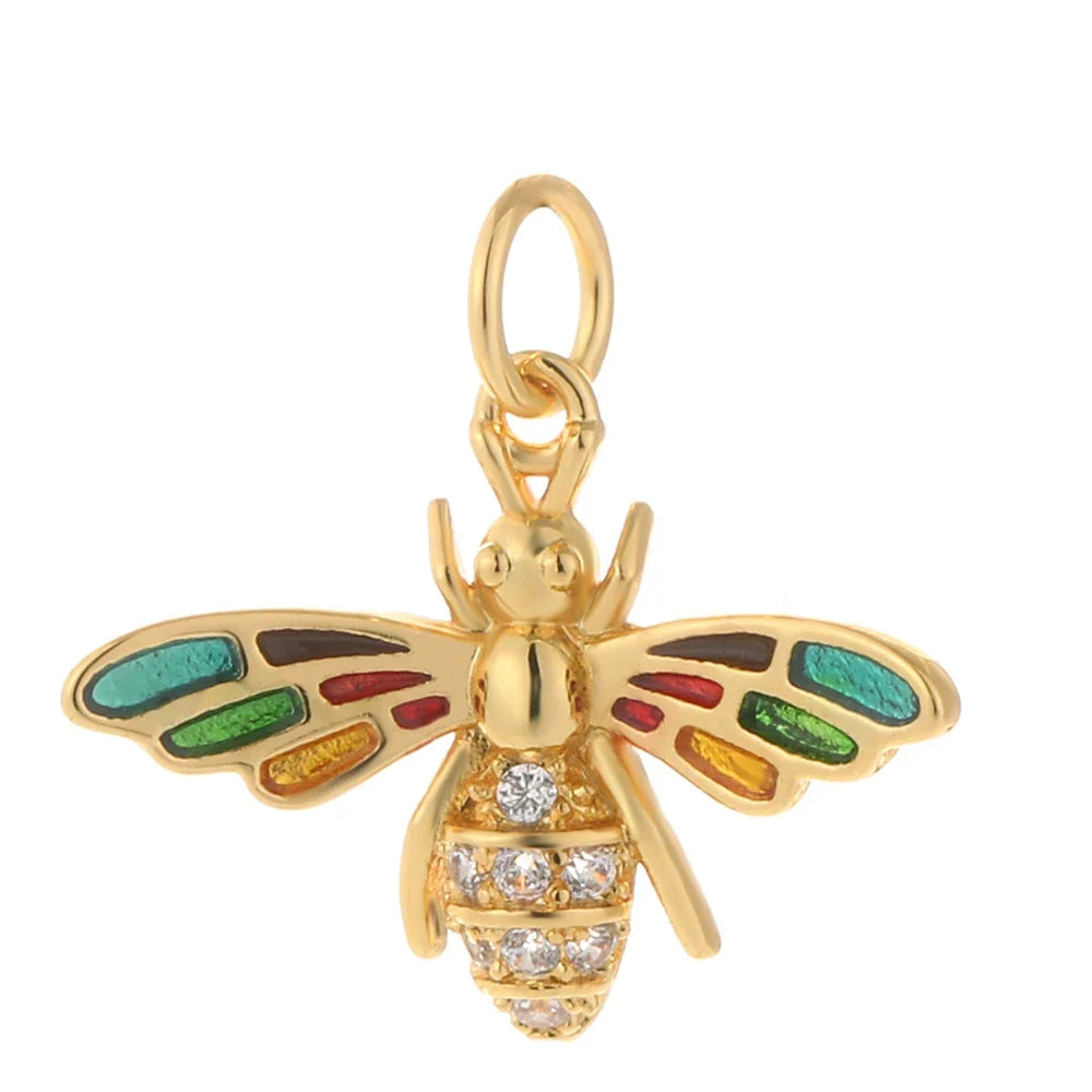 Cute Cherry Bee Charms for Jewelry Making Supplies Animals Plants Gold Color Snake Diy Earrings Necklace Bracelet High Quality