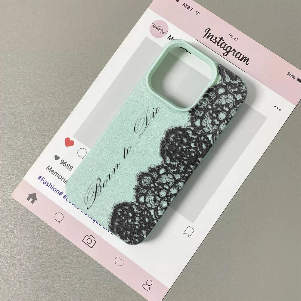 Shockproof Lace Phone Case for iPhone 17 16 15 14 13 12 11 Plus Pro Max Luxury Floral Print Phone Cover Funda Capa Coque