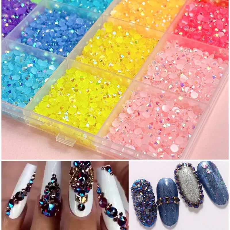 Minimalist Shiny Half-round Rhinestone Nail Art Accessories 3mm Flat-back Resin Nail Rhinestones, DIY Nail Craft Decorations