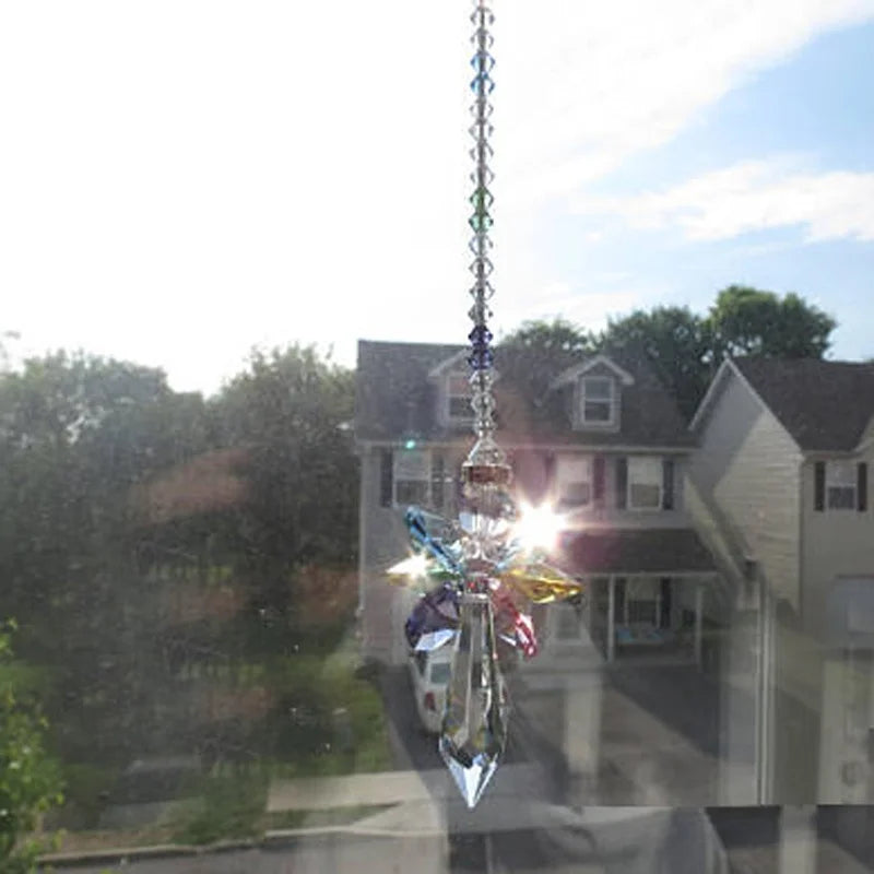 1PCS Rainbow Angel Suncatcher Crystal Guardian Angel Chakra Sun Catchers Car Charm for Rear View Mirror Home Decor