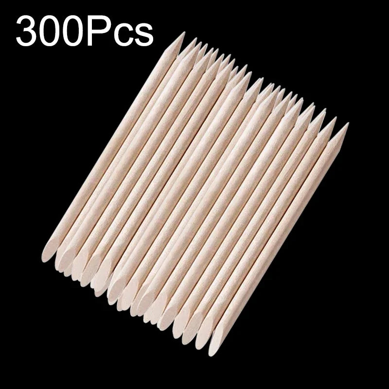 50/600Pcs Nail Orange Wood Sticks Double Head Cuticle Pusher Remover Rhinestone Picking Dotting Pedicure Manicure Care Tools