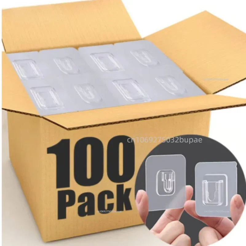 10PCS Cable Organizer Clips Double-Sided Adhesive Wall Hooks Hanger Strong Transparent Suction Cup Wall Holder for Kitchen