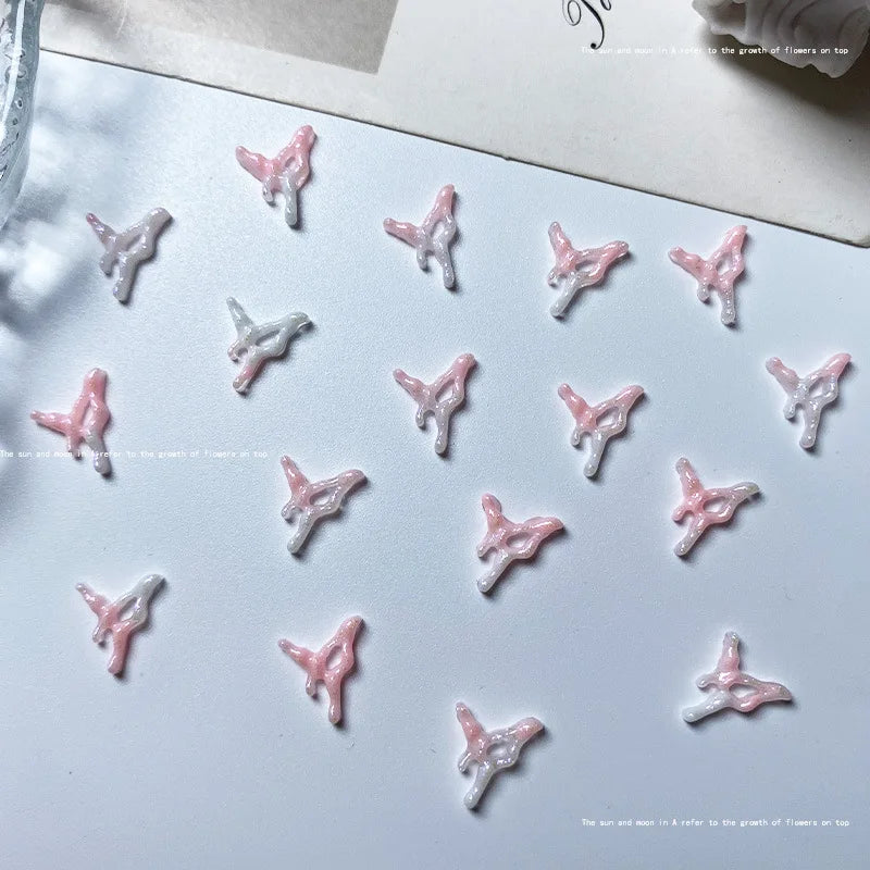 50pcs Beauty Girl Magic Stick Nail Charms Accessories 3D Resin Nail Parts Pink Glow Love Bow Knot Scepter Nail Art Deco Supplies