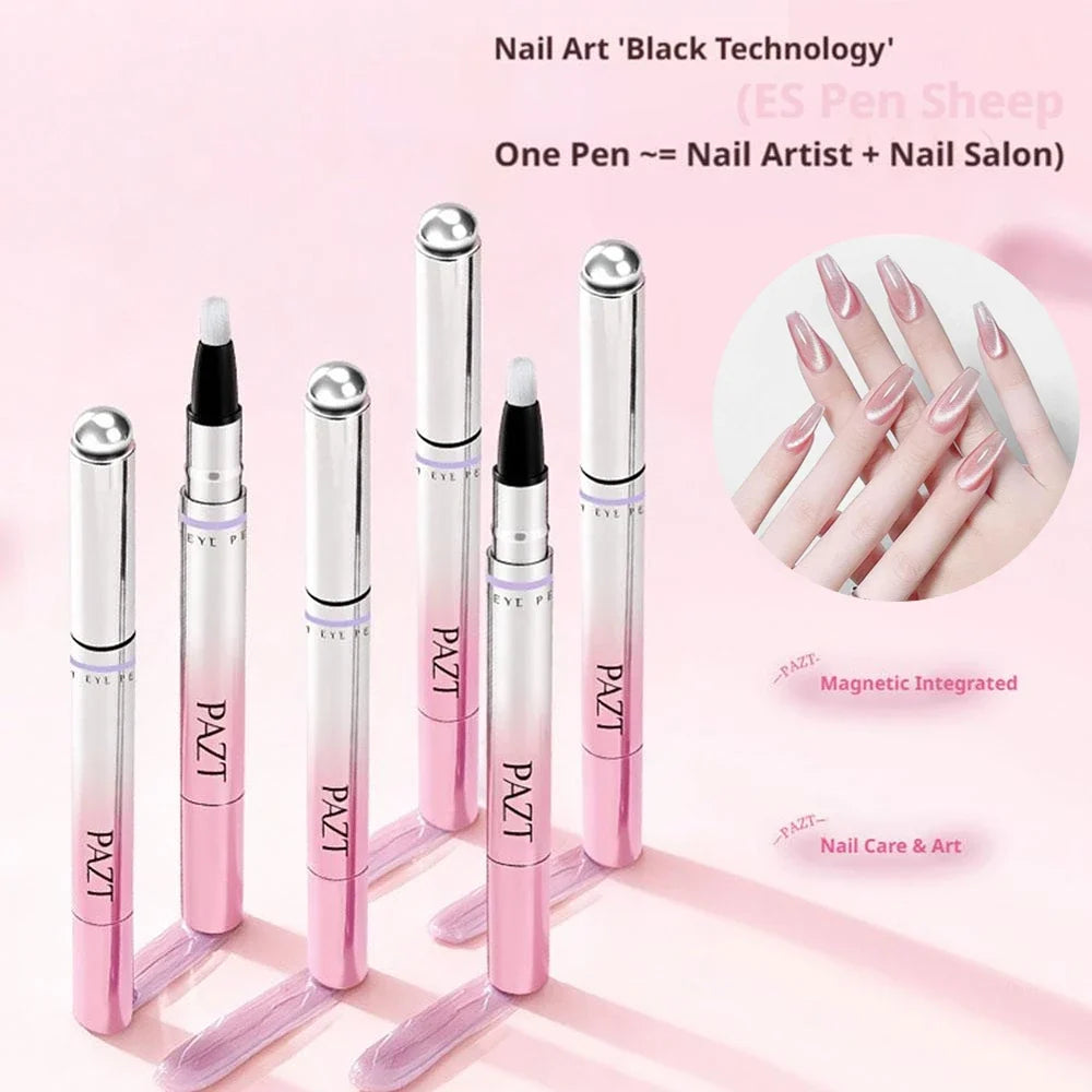 Beginner Friendly Cat Eye Magnetic Nail Gel Pen All-in-One Nail Art Pen For Gel Polish Lazy Manicure Construction Pen Nail Tool