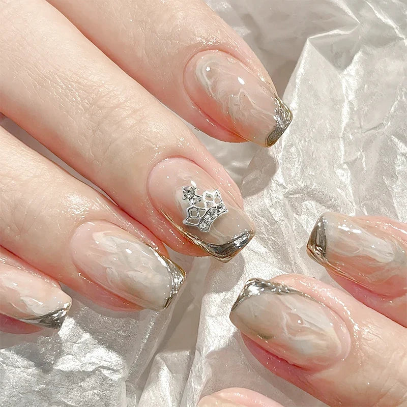 10pcs New Crown Alloy Zircon Nail Art Charms Silver Shinny Crystals Jewelry Hot Sale Nails Decoration 3D Manicure Accessories %2